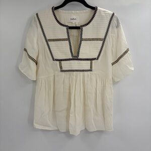 Ba&sh Cream with Embroidered bohemian peasant Accents top blouse size small 6